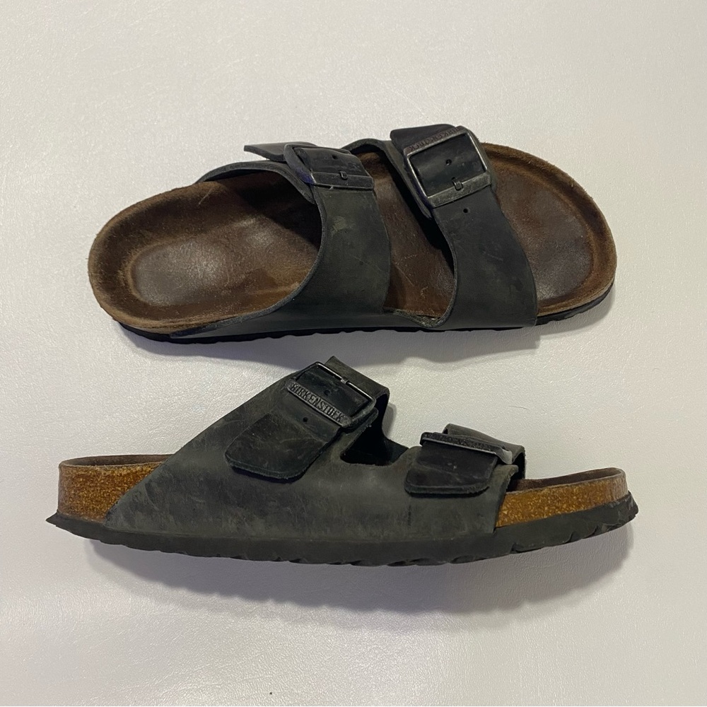 Birkenstock Women’s 39 Or 8-8.5 Arizona Double Strap Leather Sandal - Picture 2 of 12